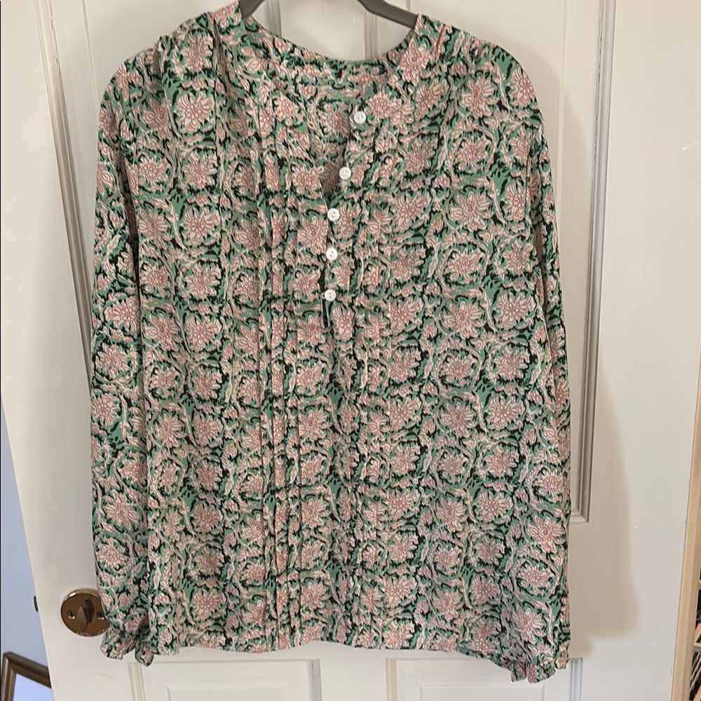 Floral Green and Pink Blouse